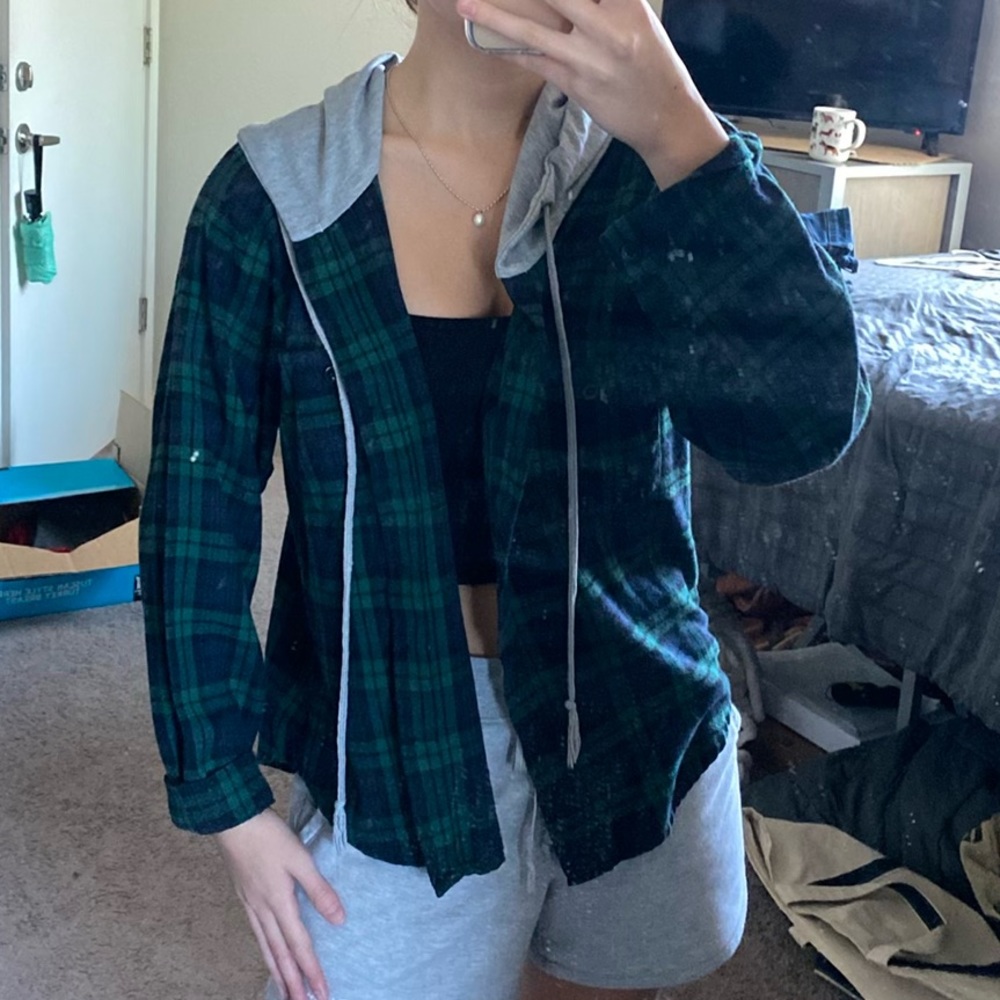 Green flannel jacket